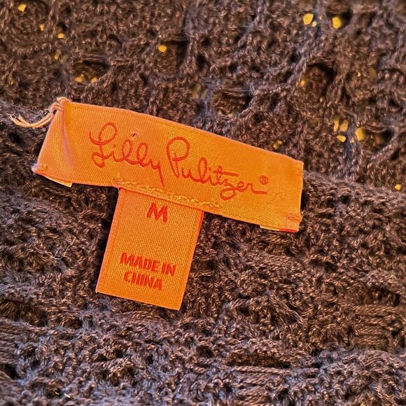 Lilly Pulitzer Shauna Tunic Crochet Shift Dress Swim Cover Up S Navy Blue - Picture 7 of 7